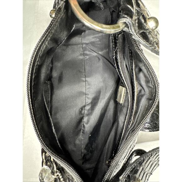 Guess Y2K black croc-embossed patent leather shoulder bag/mini purse - Picture 11 of 13